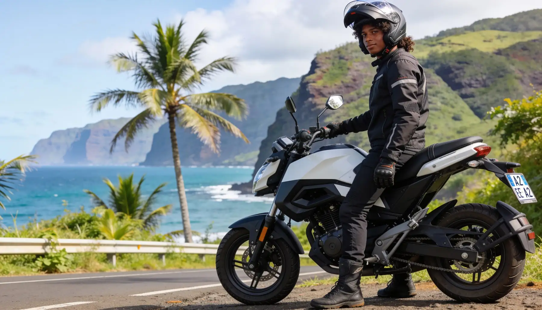Un motard équipé roule sur une route dégagée